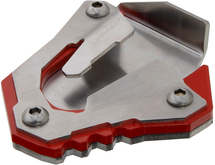 Side Stand Base Extention Red / Brushed stainless steel